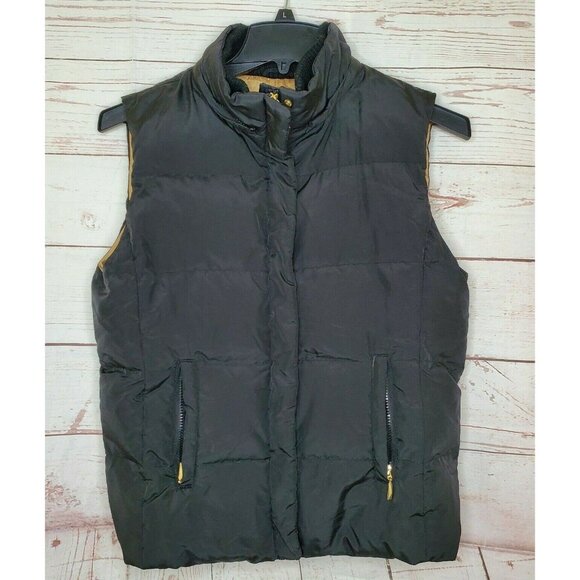 Liz Claiborne Medium Puffer Full Zip Black Vest - Picture 1 of 12